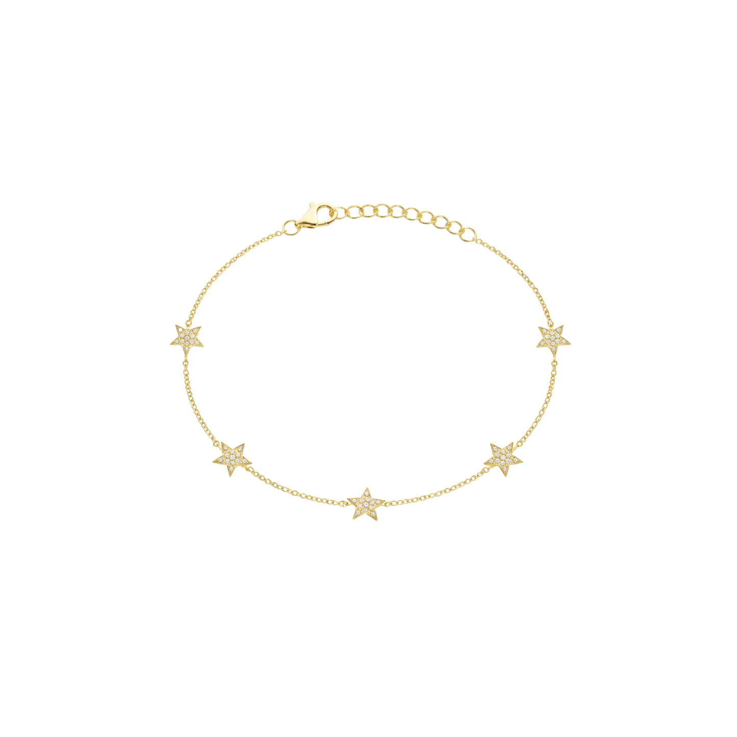 Gold CZ Star Chain Bracelet