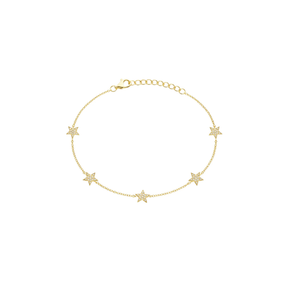 Gold CZ Star Chain Bracelet