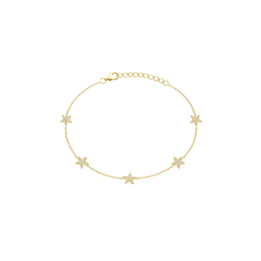Gold CZ Star Chain Bracelet