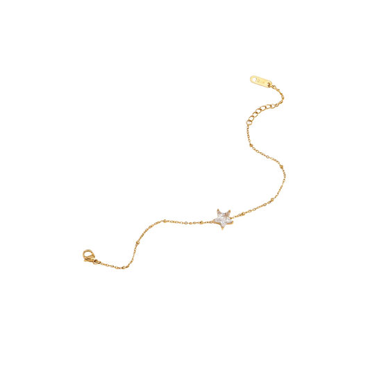 Gold Crystal Star Charm Bracelet