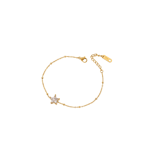 Gold Crystal Star Charm Bracelet