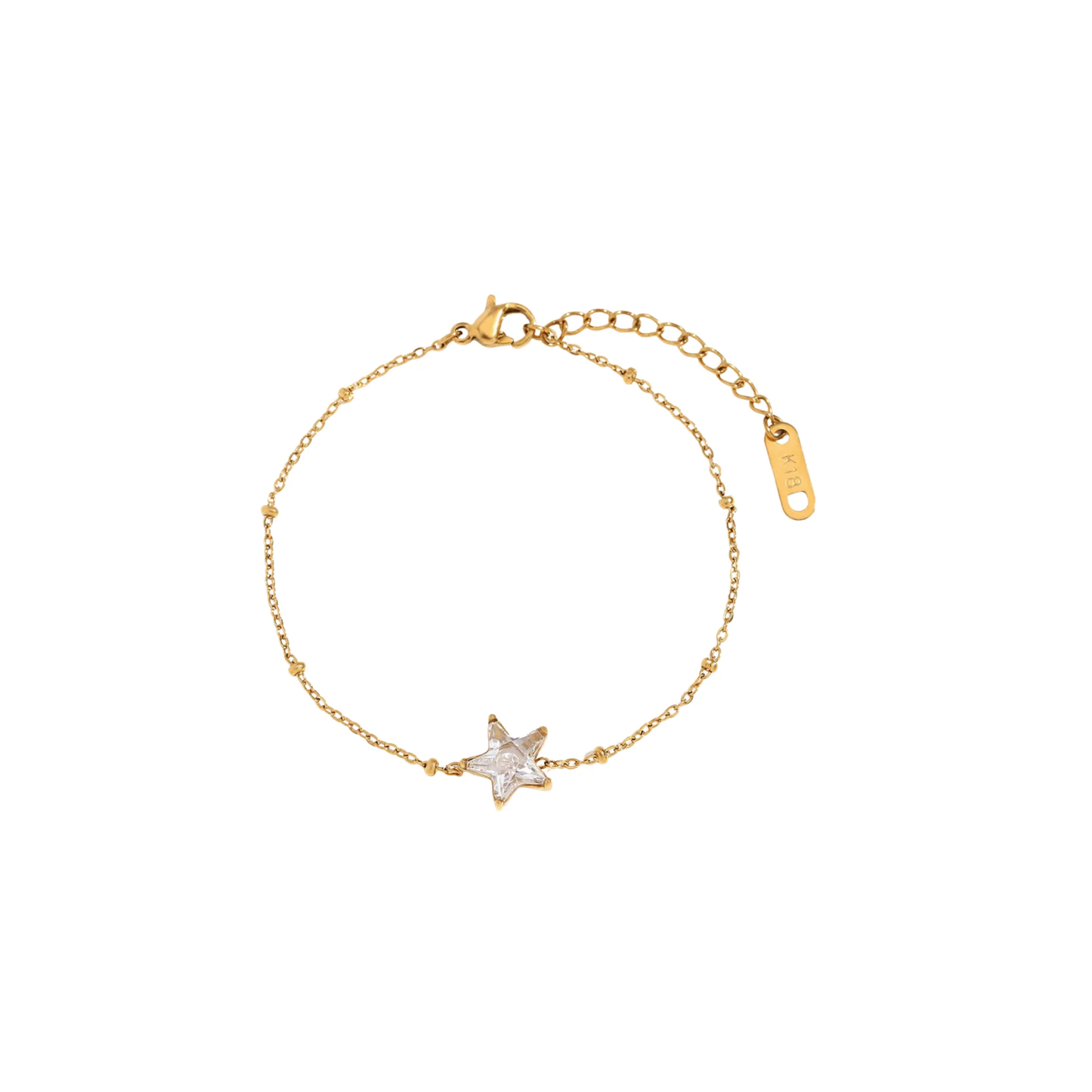 Gold Crystal Star Charm Bracelet