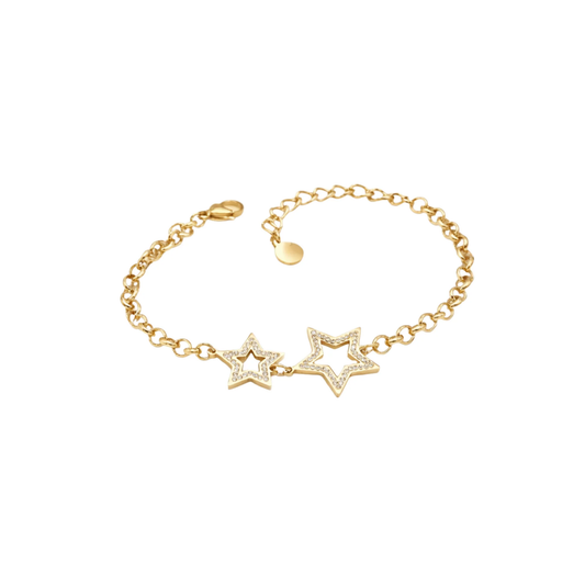 Zircon Double Star Charm Bracelet