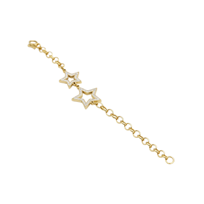 Zircon Double Star Charm Bracelet