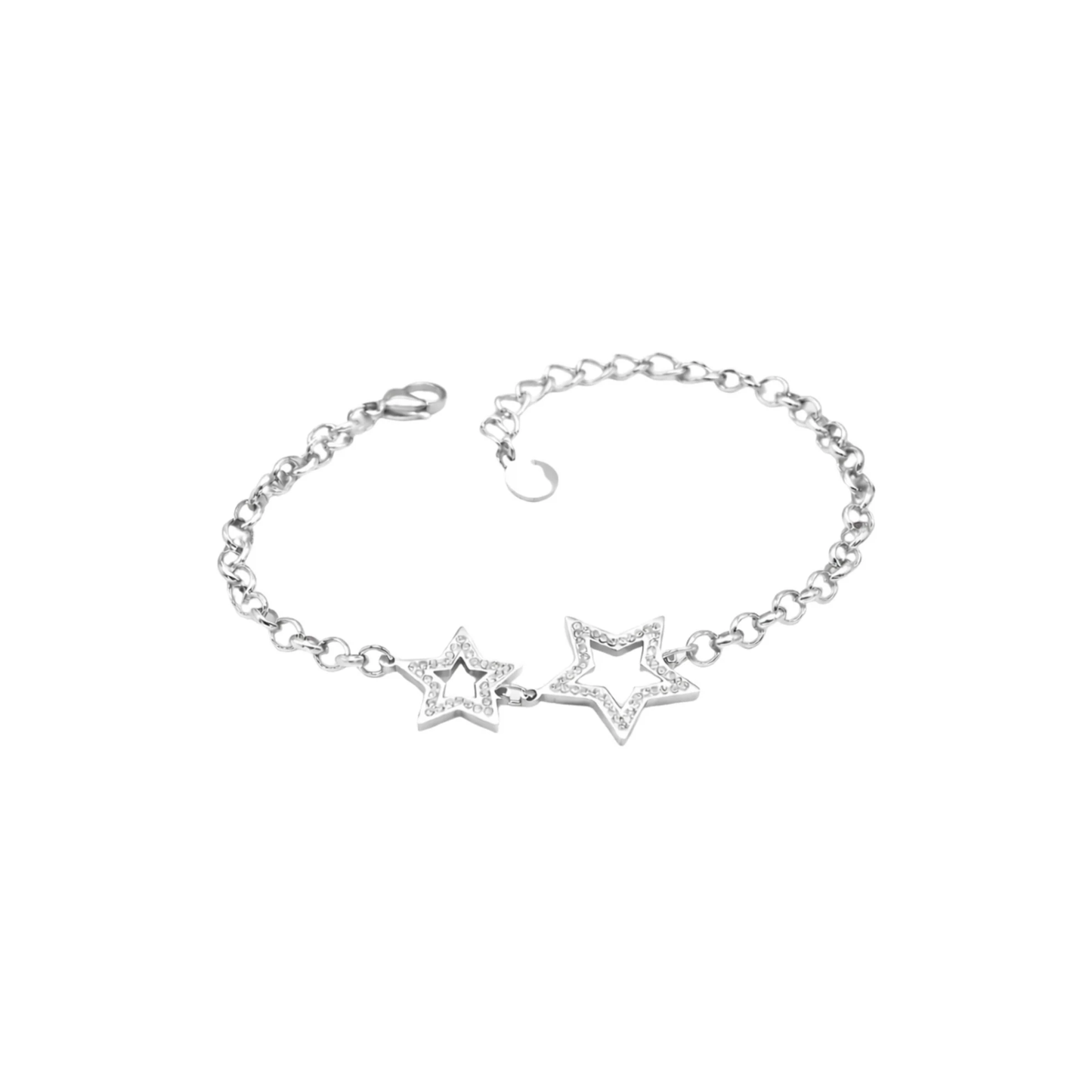 Zircon Double Star Charm Bracelet