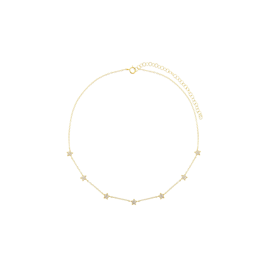 CZ Star Choker Necklace gold