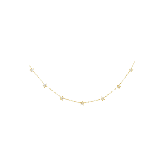 CZ Star Choker Necklace gold