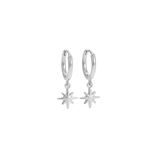 Eight Point Star Hoop Earrings