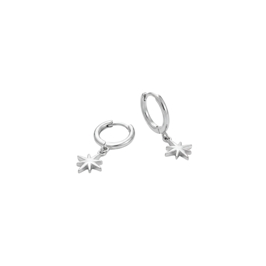 Eight Point Star Hoop Earrings