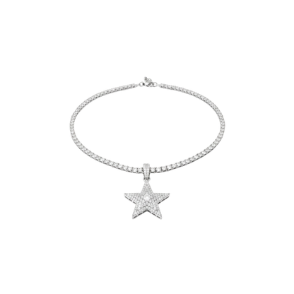 Iced Moissanite Star Pendant Necklace