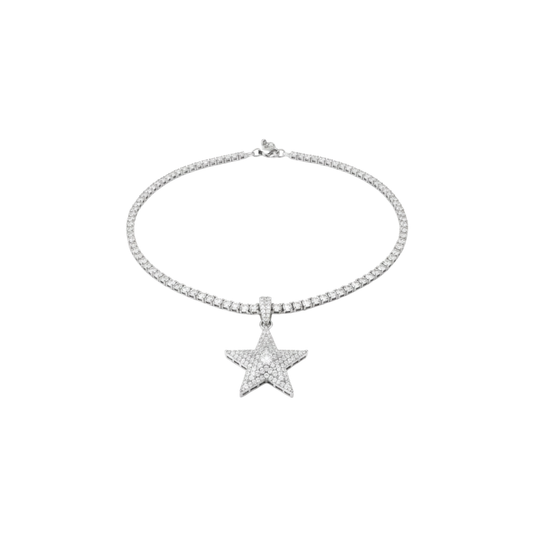 Iced Moissanite Star Pendant Necklace