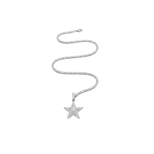 Iced Moissanite Star Pendant Necklace