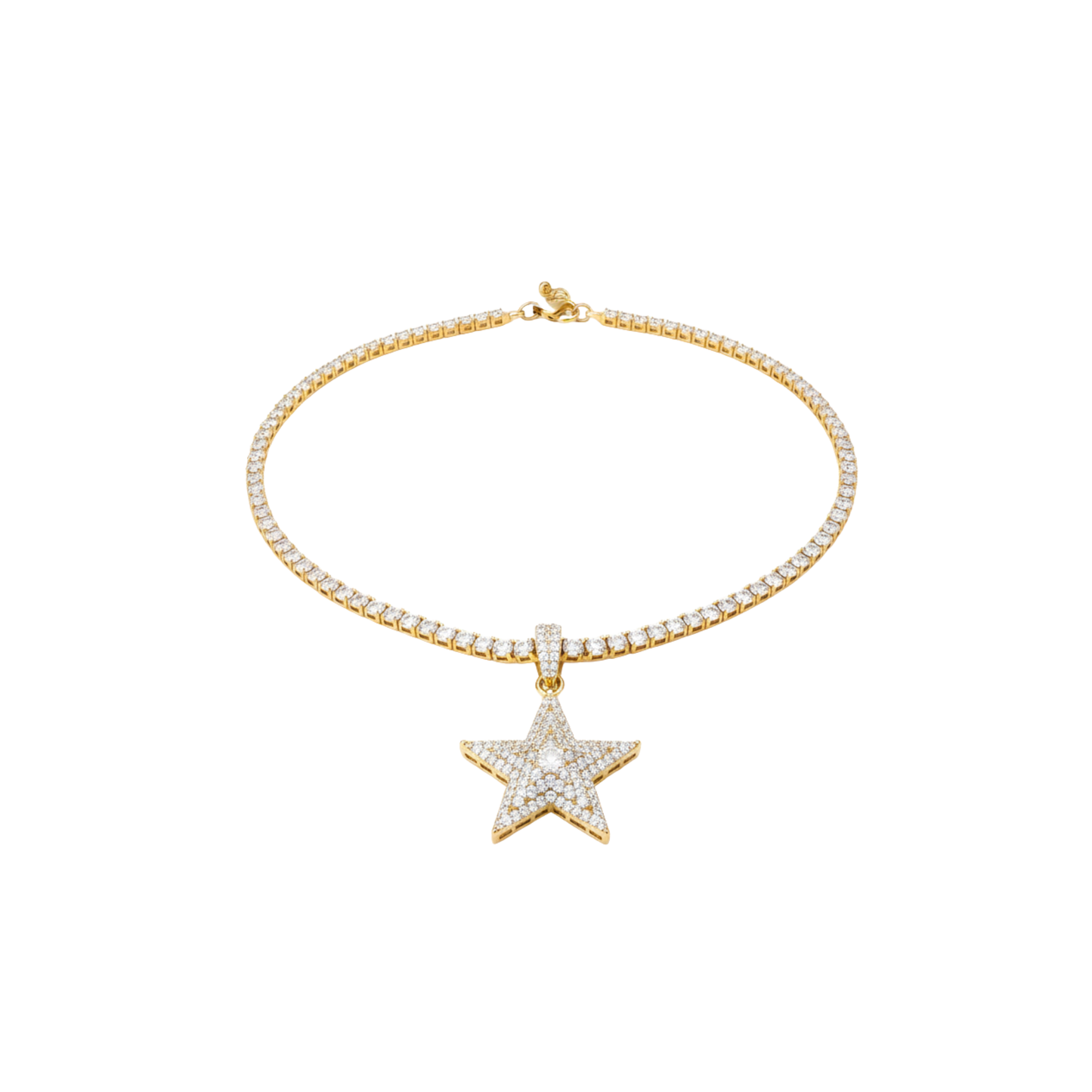 Iced Moissanite Star Pendant Necklace