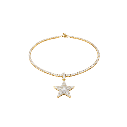 Iced Moissanite Star Pendant Necklace