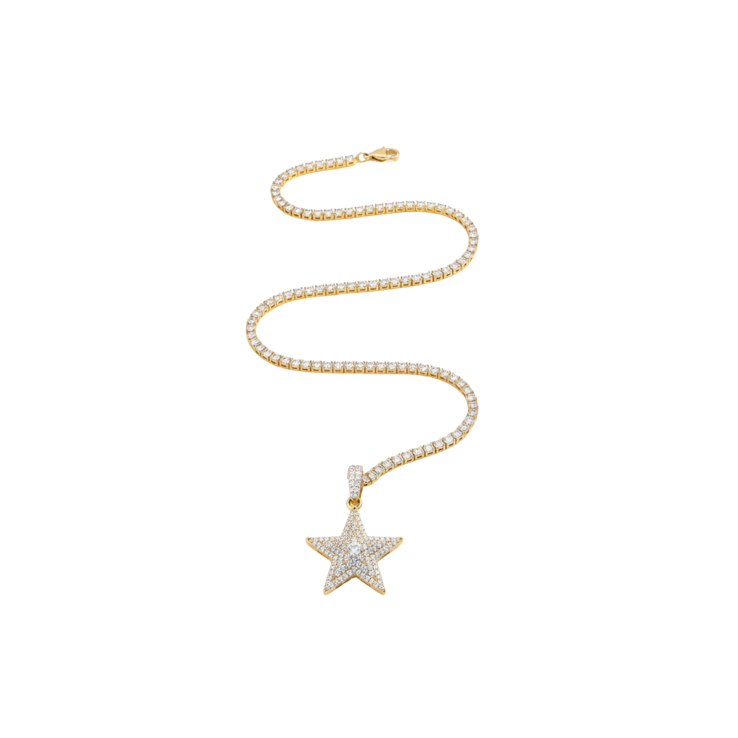 Iced Moissanite Star Pendant Necklace