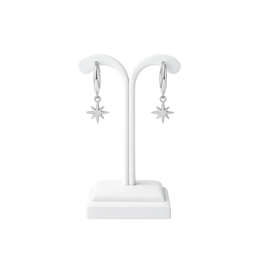 Eight Point Star Hoop Earrings