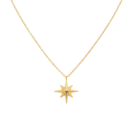 Eight-Point Star Gold Pendant Necklace