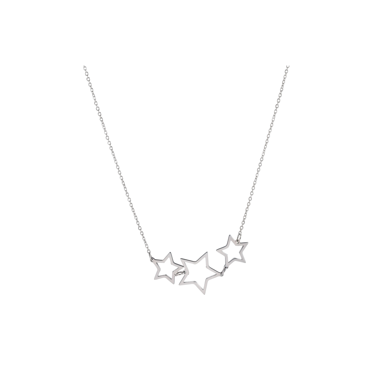 Triple Hollow Star Necklace