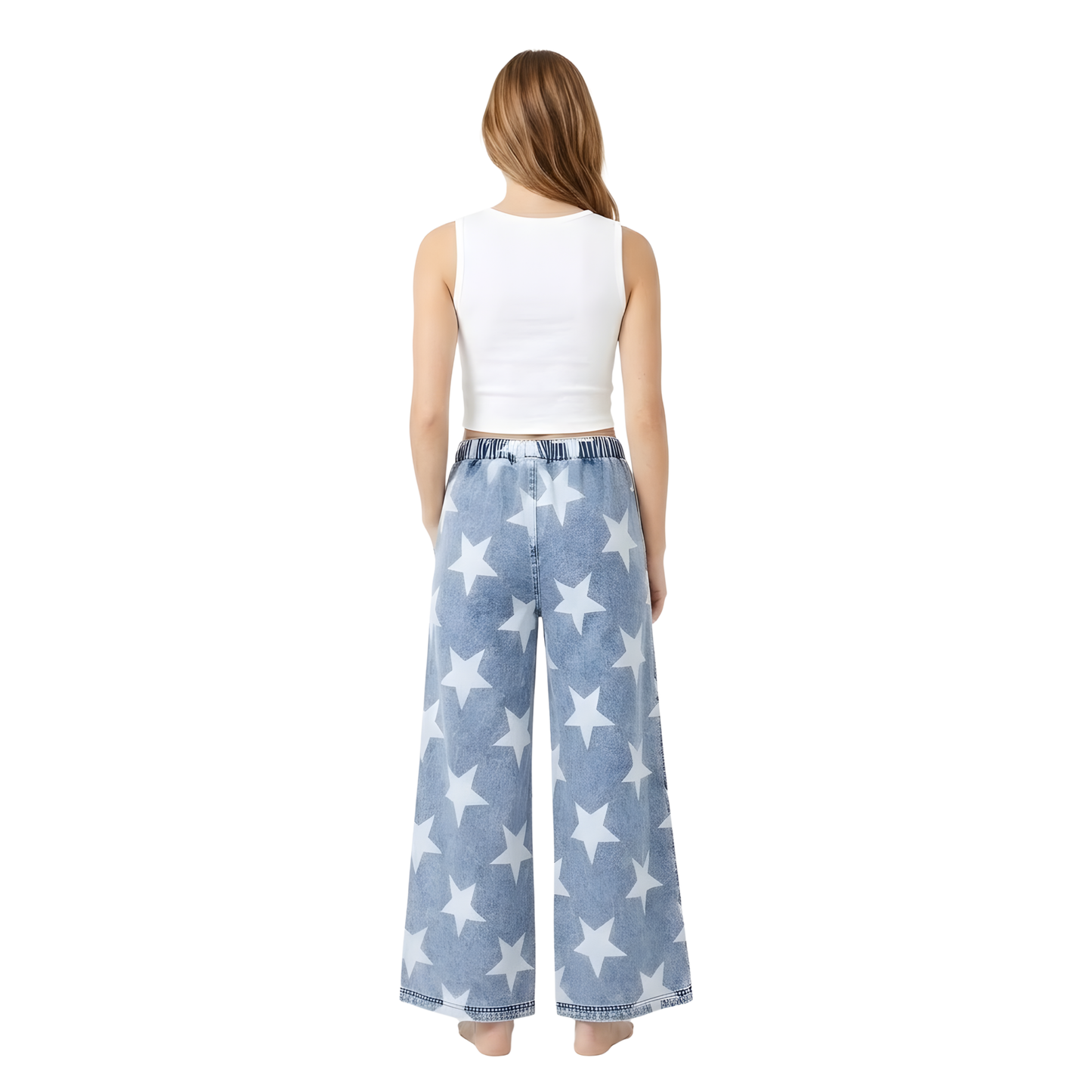 Star Washed Wide Leg Jeans