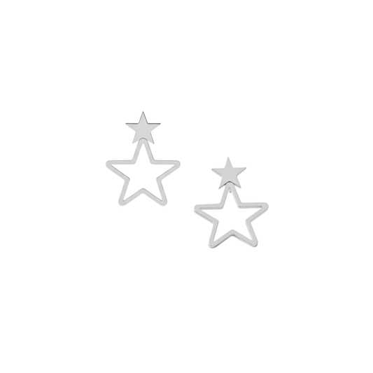 Minimalist Double Star Outline Earrings