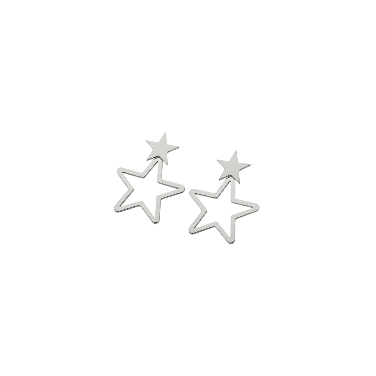 Minimalist Double Star Outline Earrings