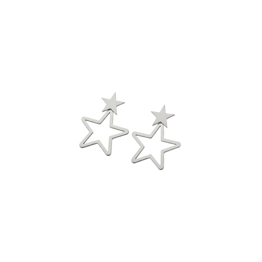 Minimalist Double Star Outline Earrings