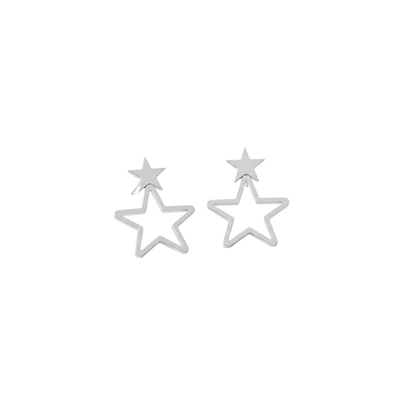 Minimalist Double Star Outline Earrings