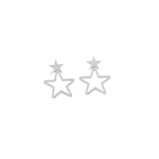 Minimalist Double Star Outline Earrings