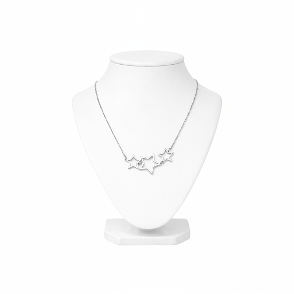 Triple Hollow Star Necklace