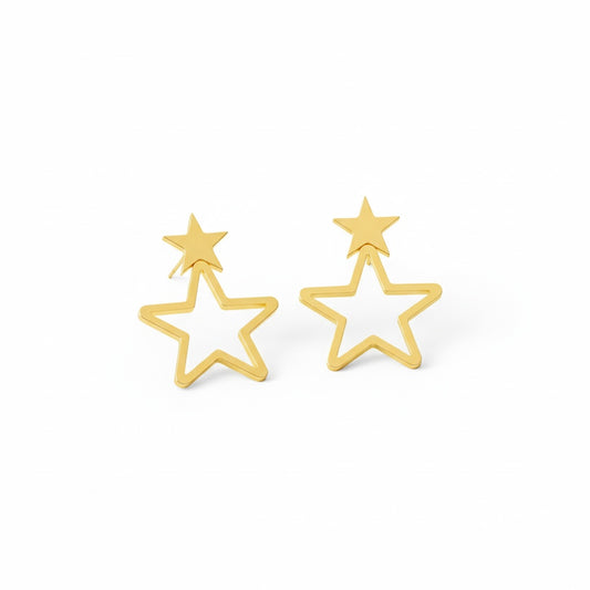 Minimalist Double Star Outline Earrings
