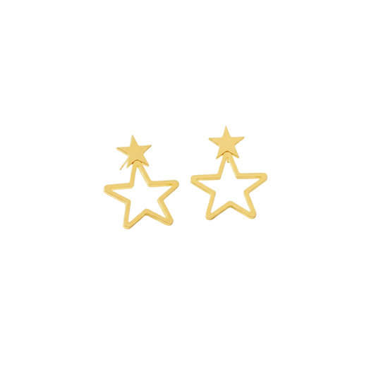 Minimalist Double Star Outline Earrings