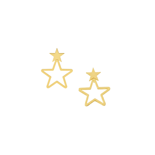Minimalist Double Star Outline Earrings