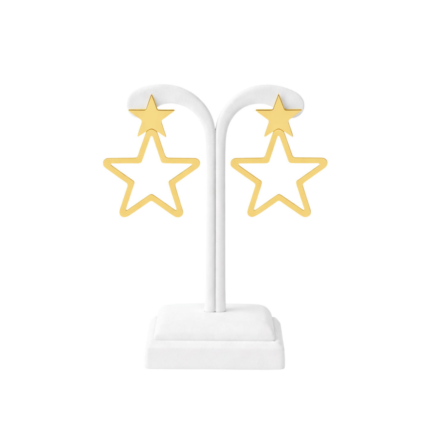 Minimalist Double Star Outline Earrings