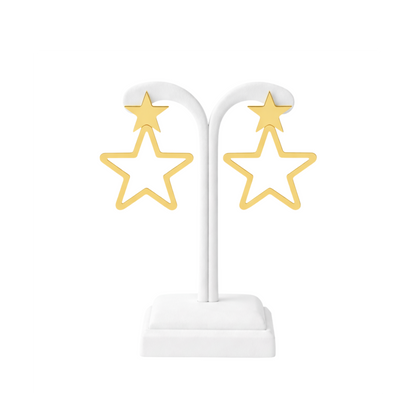 Minimalist Double Star Outline Earrings