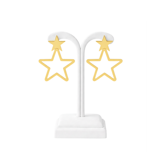 Minimalist Double Star Outline Earrings