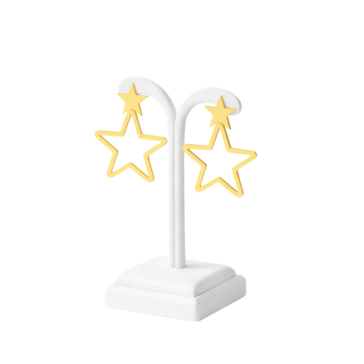 Minimalist Double Star Outline Earrings