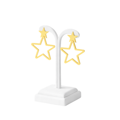 Minimalist Double Star Outline Earrings