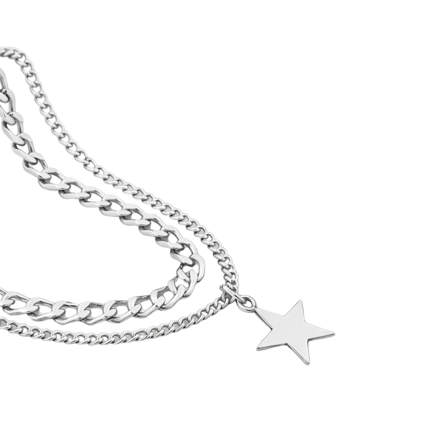 Layered Star Pendant Necklace for Men