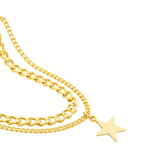 Layered Star Pendant Necklace for Men