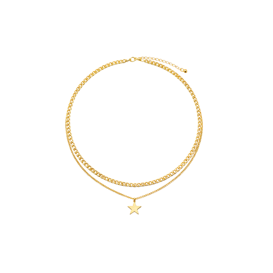 Layered Star Pendant Necklace for Men