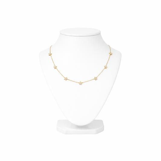 CZ Star Choker Necklace gold