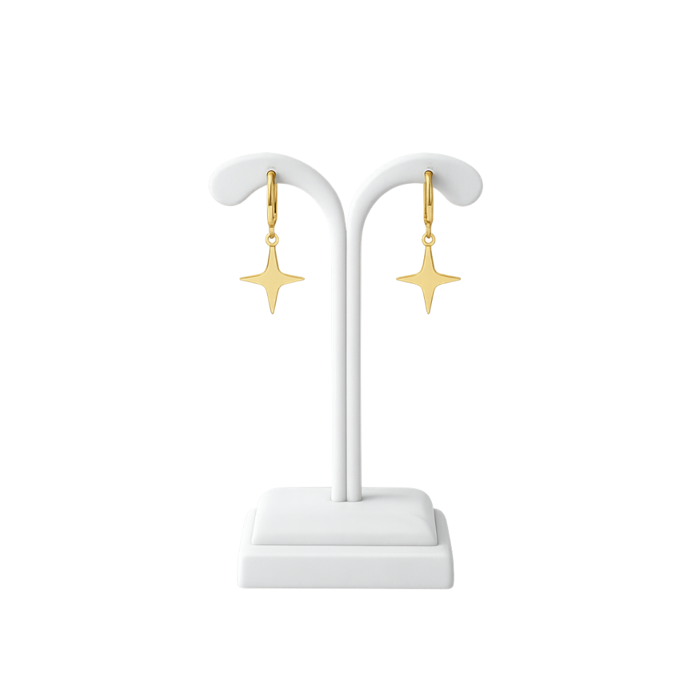 Minimal Star Drop Hoop Earrings