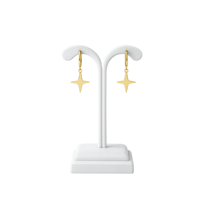 Minimal Star Drop Hoop Earrings