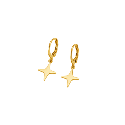 Minimal Star Drop Hoop Earrings