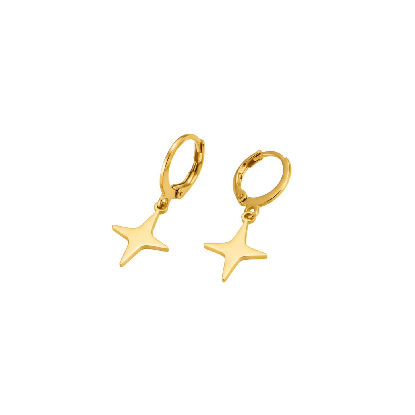 Minimal Star Drop Hoop Earrings