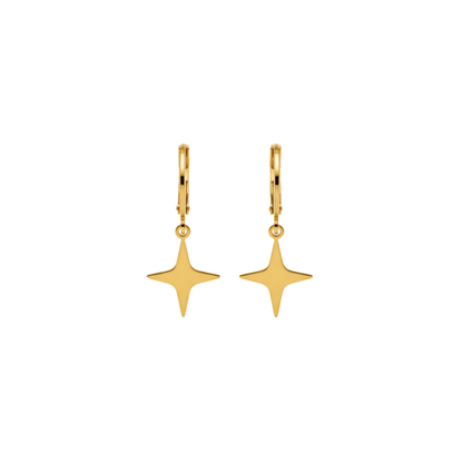 Minimal Star Drop Hoop Earrings