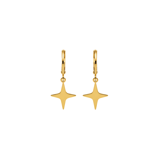 Minimal Star Drop Hoop Earrings
