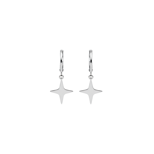 Minimal Star Drop Hoop Earrings