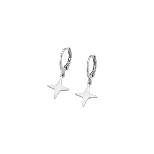 Minimal Star Drop Hoop Earrings