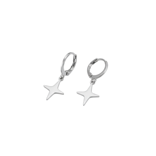 Minimal Star Drop Hoop Earrings